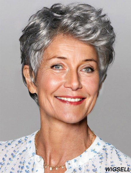 Wigs For Women Salt And Pepper Cropped Wavy Grey Wigs