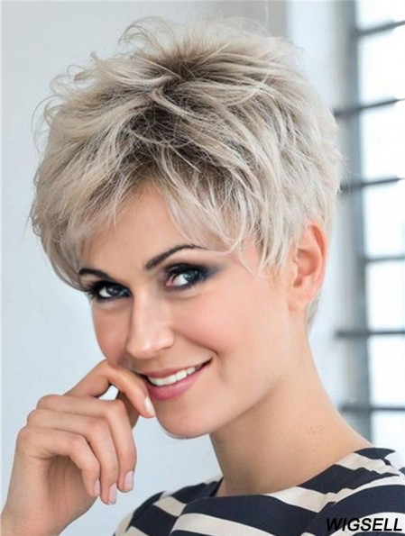 Boycuts Synthetic Stylish Blonde Capless Straight Short Wigs