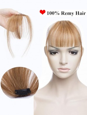 Clip in Fringe Human Hair Light Bangs Straight