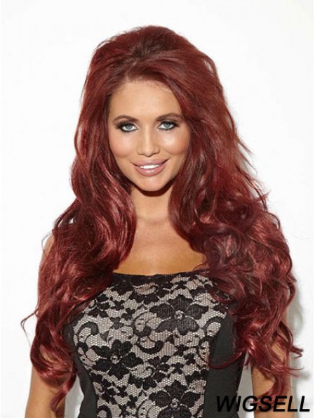 Wavy Synthetic Red Long Popular 3/4 Wigs