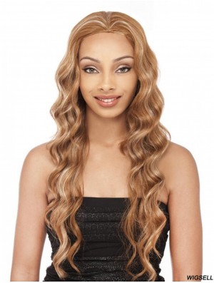 Wavy Brazilian Remy Hair Blonde Long Soft 3/4 Wigs