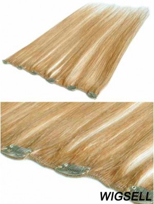 Suitable Blonde Straight Remy Human Hair Clip In Hair Extensions