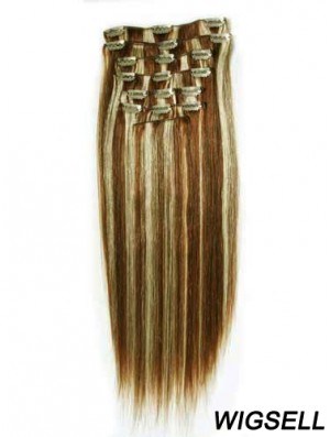 New Brown Straight Remy Human Hair Clip In Hair Extensions