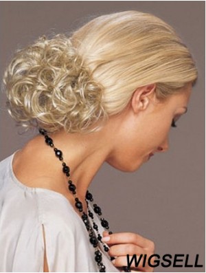 Ideal Blonde Curly Synthetic Clip In Hairpieces