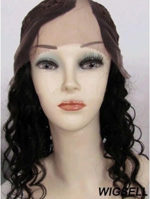 14 inch Lace Front Curly Black Good U Part Wigs