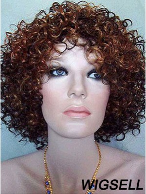 Kinky Layered Chin Length High Quality Auburn Synthetic Wigs