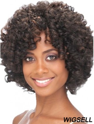 Chin Length Capless Layered Kinky Synthetic Black Woman's Wigs