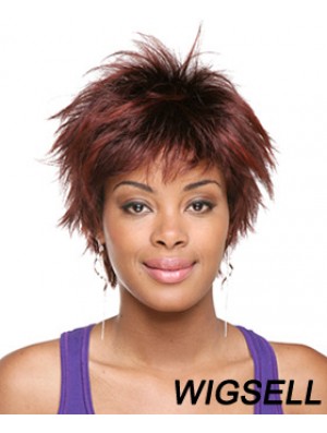 Short Red Straight Layered Sassy African American Wigs