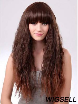 Long Ombre/2 Tone Curly With Bangs Suitable African American Wigs