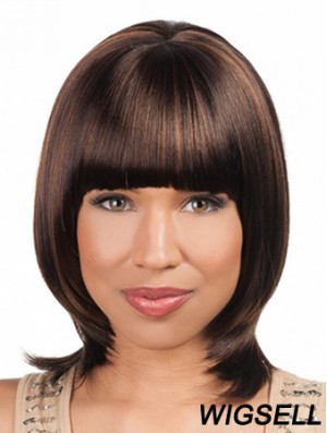 Sleek Chin Length Yaki 16 inch Synthetic Glueless Lace Front Wigs