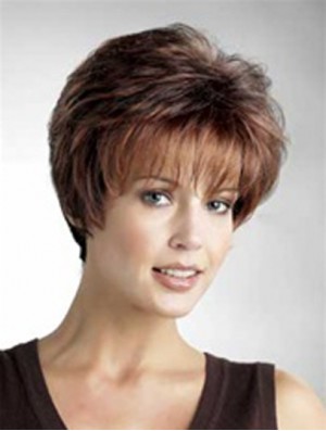 Good 8 inch Straight Auburn Layered Short Wigs