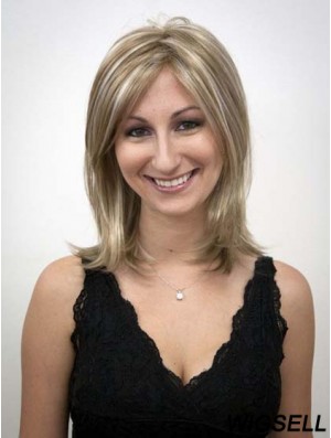 Shoulder Length Without Bangs Straight Blonde Cheapest Synthetic Wigs