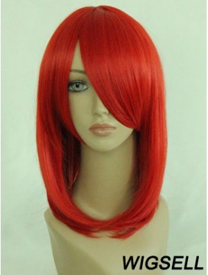 Red Shoulder Length Straight With Bangs 14 inch Online Medium Wigs