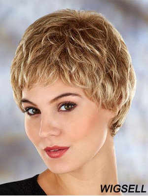 Cheap 4 inch Wavy Blonde Boycuts Short Wigs