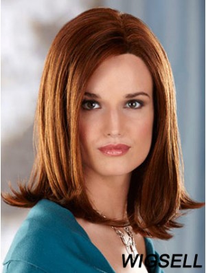 Shoulder Length Without Bangs Straight Auburn Great Synthetic Wigs