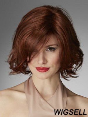 Chin Length Curly Layered Red Perfect 100% Hand-tied Wigs