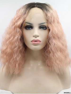 Curly Chin Length Without Bangs Lace Front 13 inch Synthetic Wigs