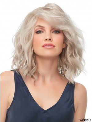 10 inch Chin Length 100% Hand-tied Blonde Bob With Fringe