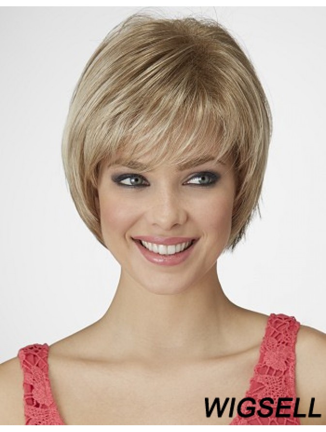 Straight Chin Length Blonde Inch Capless Beautiful Bob Wigs