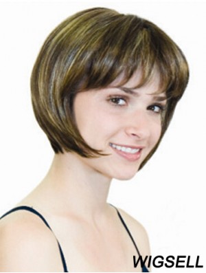 Straight Chin Length Blonde 10 inch Monofilament Convenient Bob Wigs