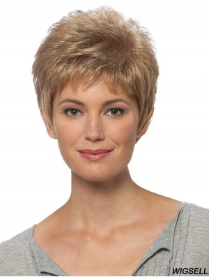 Short Hair Wigs Blonde Color Cropped Length Straight Style