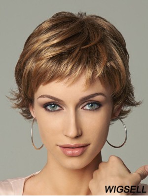 8 inch Style Wavy Layered Blonde Short Wigs