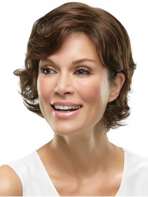 10 inch Fashionable Wavy Layered Brown Short Wigs