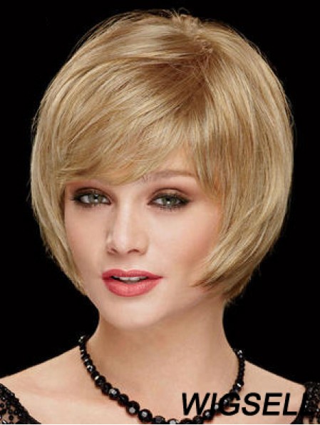 Chin Length Bobs 8 inch Straight Blonde Medium Wigs