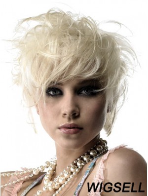 Lace Front Boycuts Short Wavy 8 inch Platinum Blonde Durable Fashion Wigs