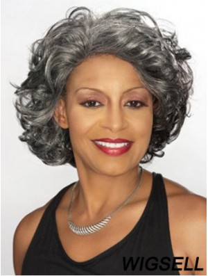 Wavy Capless 12 inch Popular Chin Length Grey Wigs