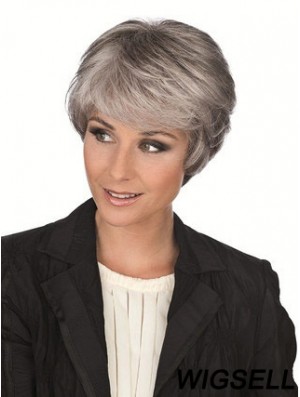 Synthetic Sassy Short Straight Grey Wigs