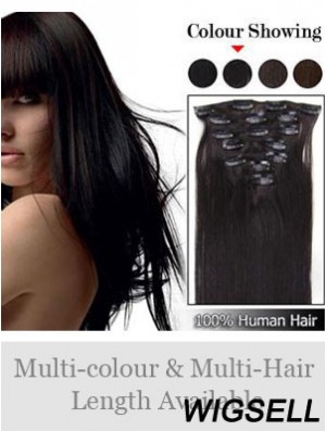 Cheap Brown Straight Remy Human Hair Clip In Hair Extensions