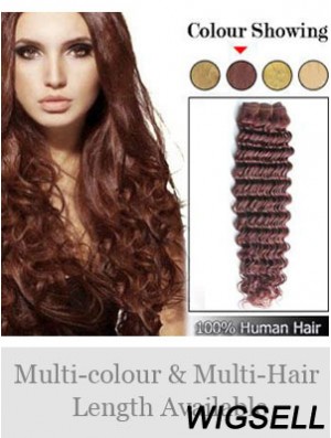 Wavy Remy Human Hair Auburn High Quality Weft Extensions